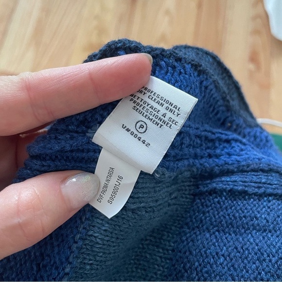 Diane von Furstenberg Blue Padma Intarsia Cotton Pullover Knit Sweater EUC XS - Picture 11 of 12